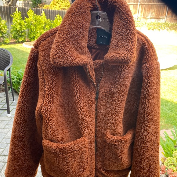 ELODIE FUZZY RUST JACKET - Picture 4 of 7